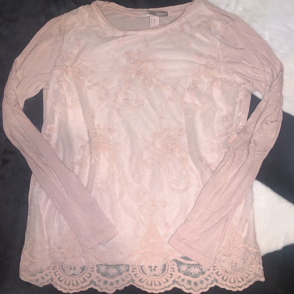 Forever 21 Pale Pink Blouse with Lace Overlay - Picture 2 of 6
